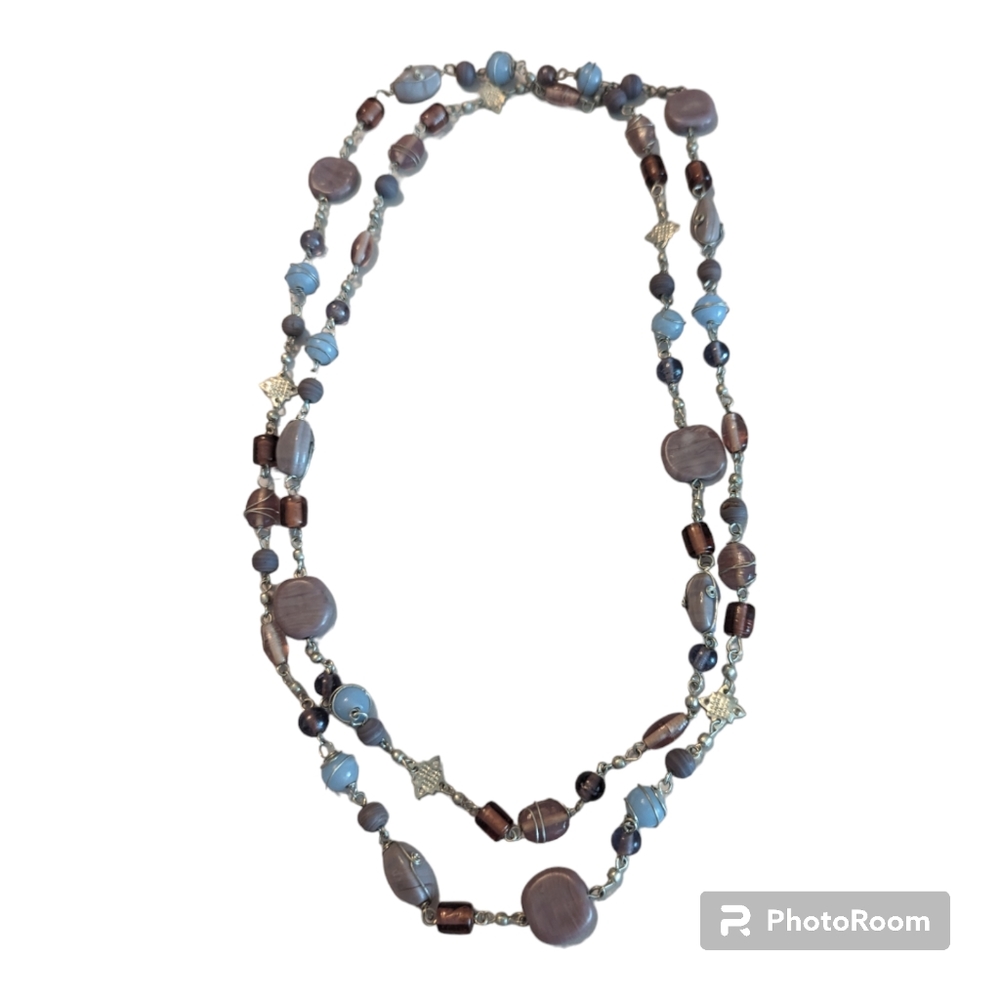 Vintage Shades Of Purple And Silver Tone Convertible Necklace